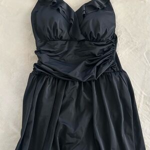 Classic Black Ruffle-Trim Women's Swimsuit